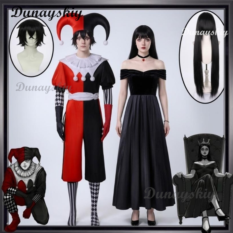 Anime Cosplay Couple - Elegantes Vestidos Largos Negros de Satén